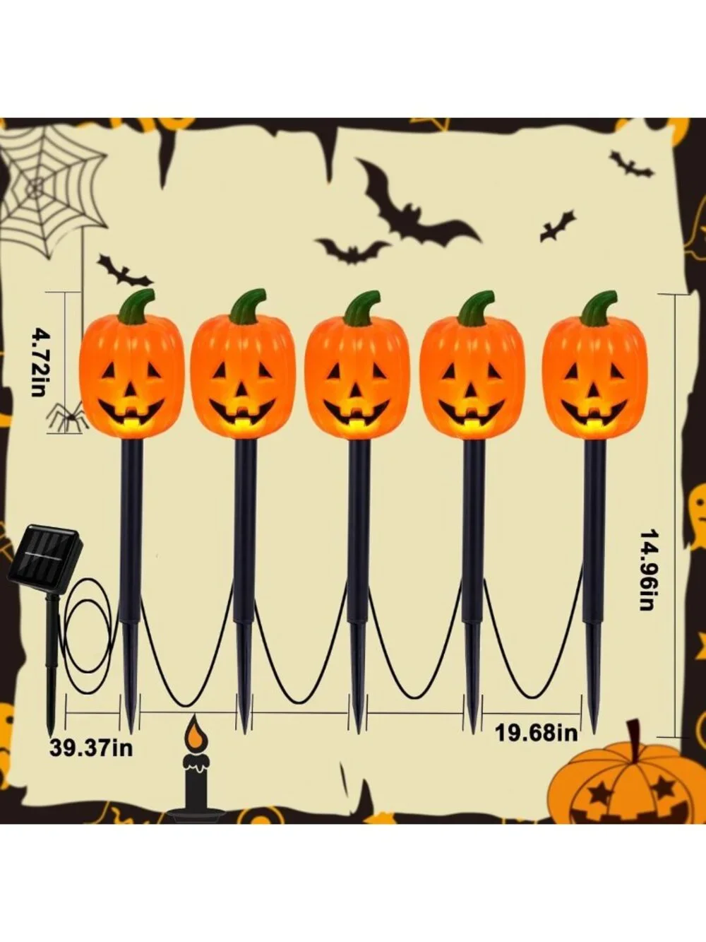 20-Pack Halloween Solar Pathway Lights - LED Stake Decor for Walkways & Holidays
